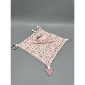 Dream Gro Pink Bear Lovey Plush Rattle Security Blanket Teether Sensory Toy